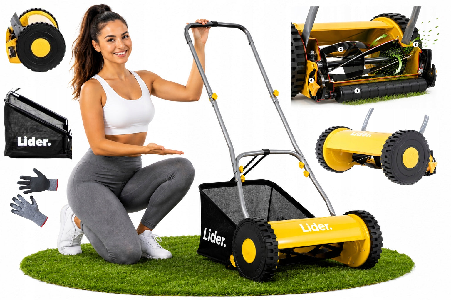 LIDER HAND MOWER DRUM MECHANICAL SPINDLE PUSH 30cm