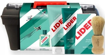 Rasierset für Herren Lider Classic: Aftershave-Lotion, 100 ml + Rasiercreme, 75 g + Aftershave-Balsam, 100 ml + Rasierpinsel 