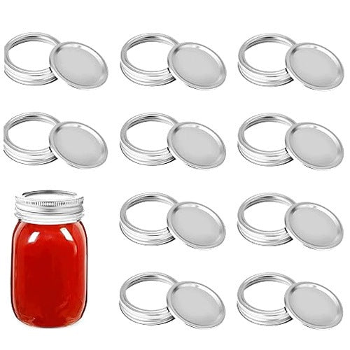 LIDS MASON JAR JARS FOR PRESERVES METAL 10 PCS FOR STORAGE