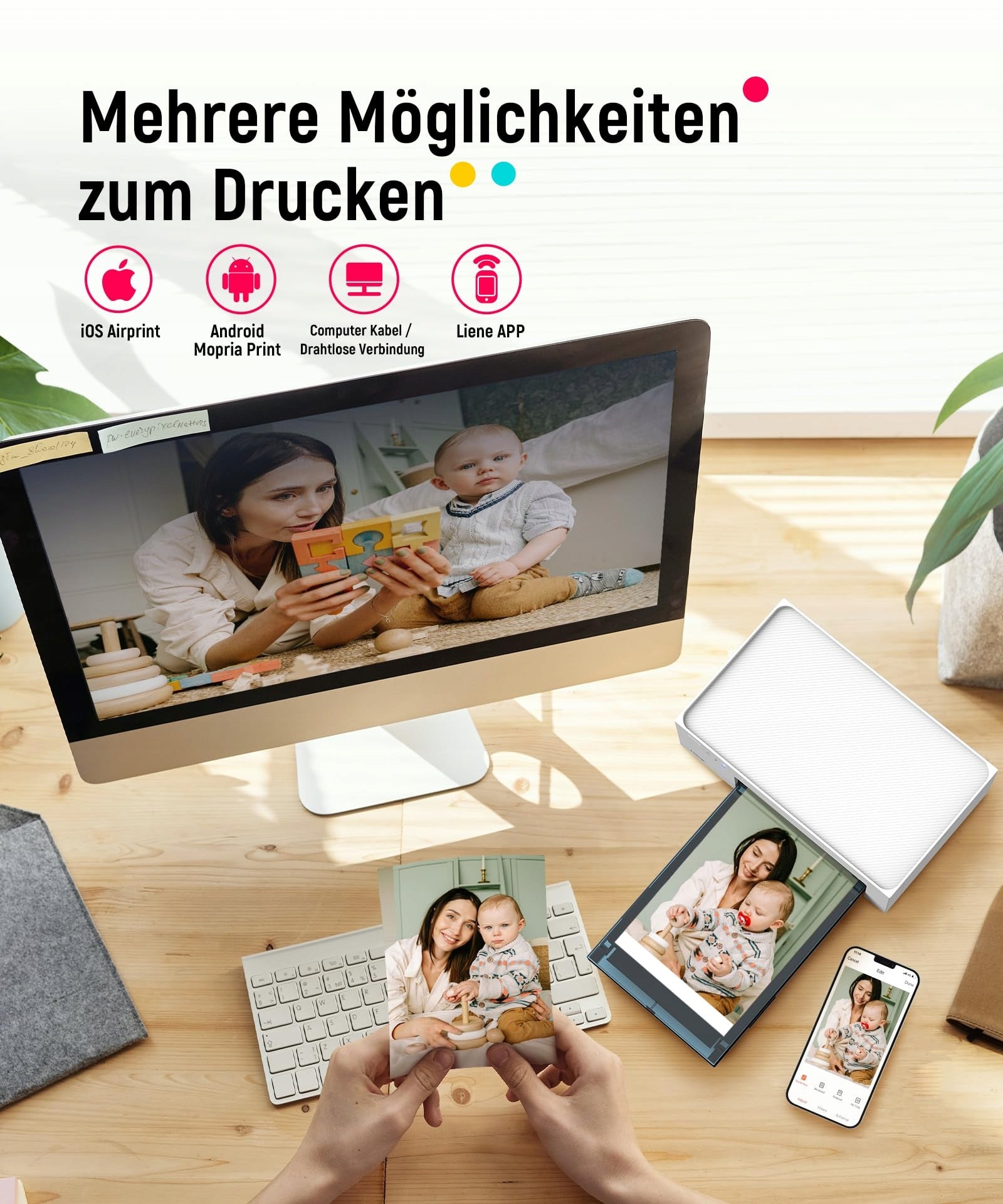 LIENE Photo Printer WiFi 10x15 300DPI For iPhone Android PC Manufacturer code DHP513