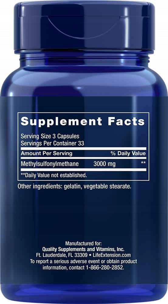 LIFE EXTENSION Sulphur MSM - Methylsulfonylmethane EU (100 caps.) Manufacturer code 00451EU