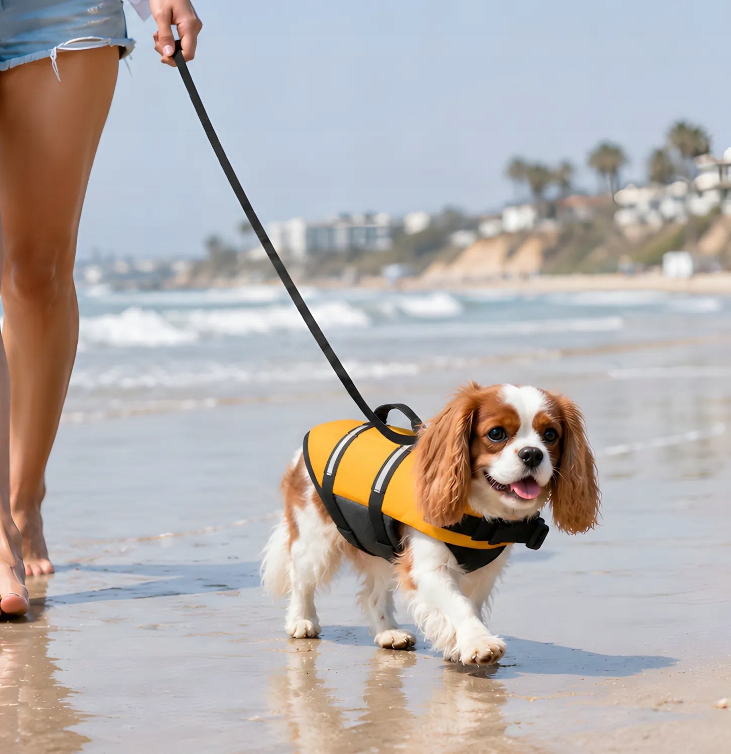 LIFE JACKET 63 CM FOR DOG LIFE VEST SWIMMING M YELLOW REFLECTIVE 7-10 KG Type rescue