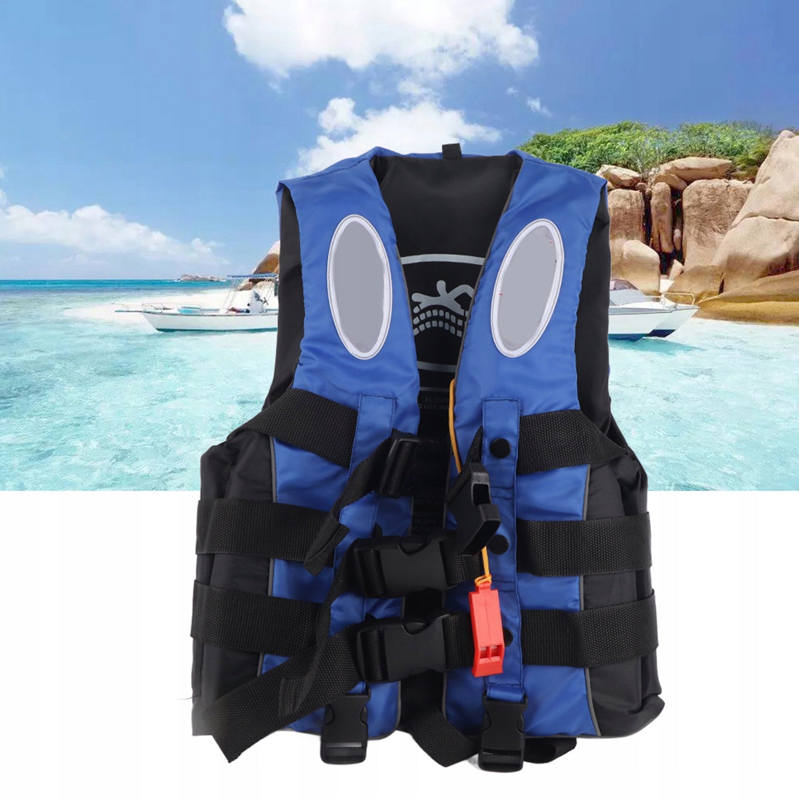 LIFE JACKET FOR LEARNING TO SWIM FOR CHILDREN WITH WHISTLE BLUE S Packaging status original