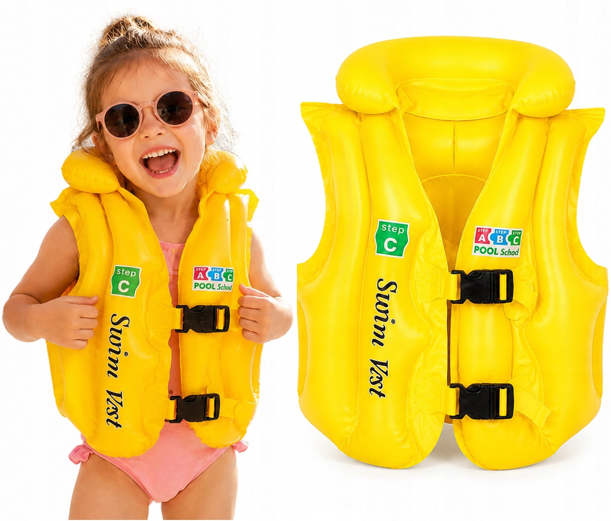 LIFE VEST INFLATABLE VEST FOR CHILDREN LEARNING TO SWIM 12-25kg COLORS
