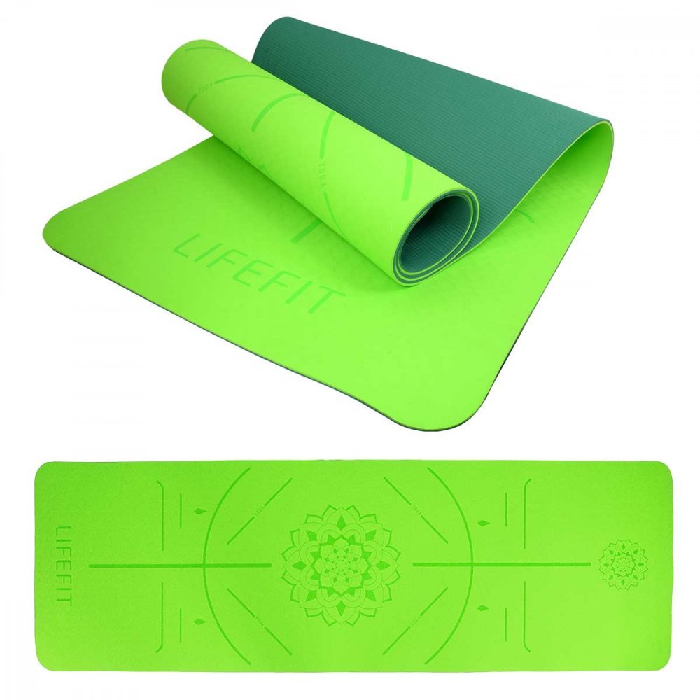 LIFEFIT RELAX DUO YOGA MAT exercise mat, 183x58x0,6, green