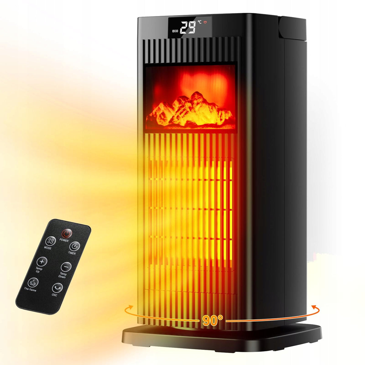 LIFERUN Energy Saving Silent Electric Heater 1500W With Flame Effect