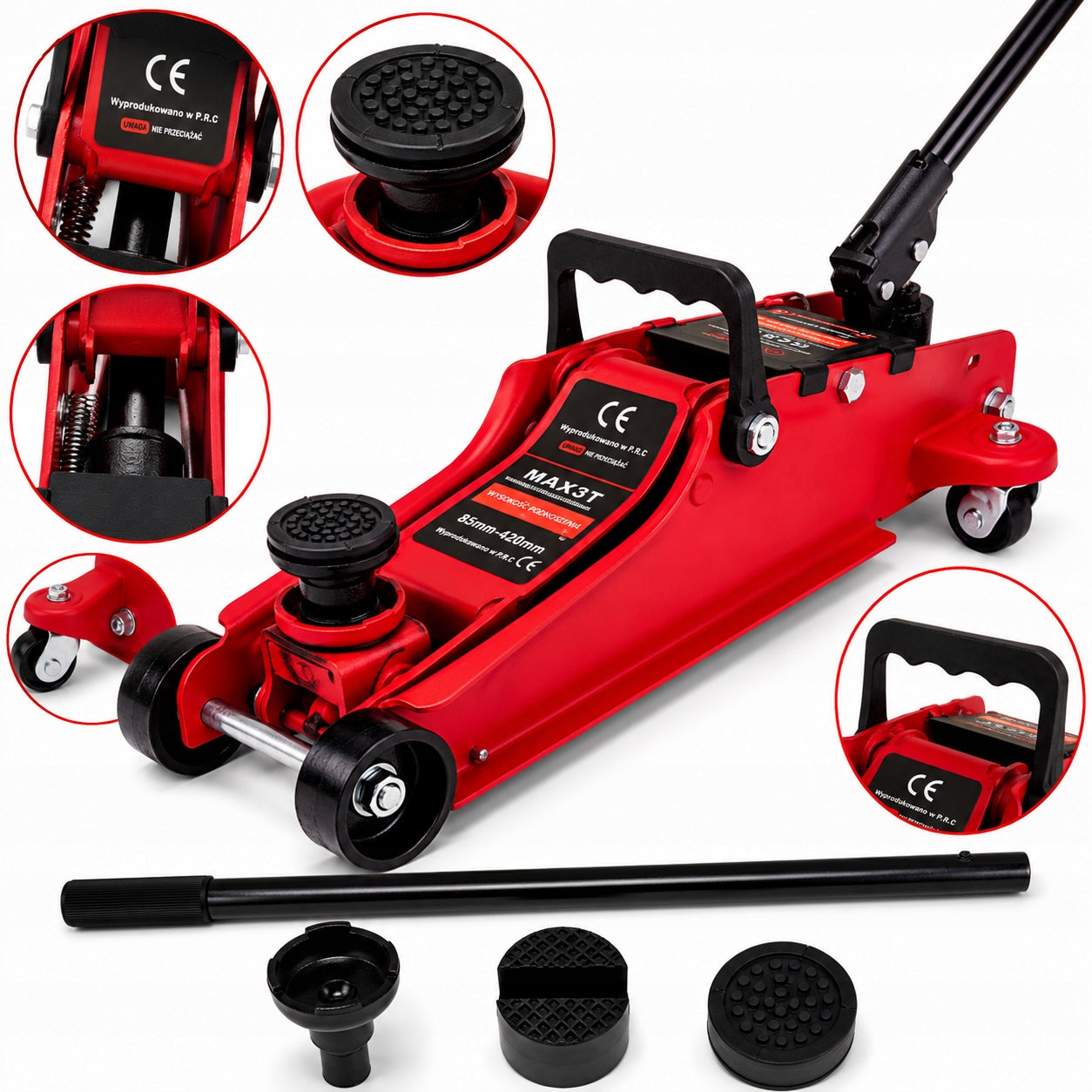 LIFT FROG LOW PROFILE JACK 3T RUBBER X2 INCREASE 360°HANDLE 85-480