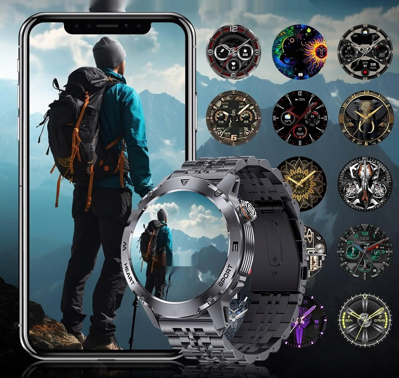LIGE Men's Smartwatch with Phone Function, 1.43 Inch Smartwatch AMOLED Manufacturer code EF1 PRO