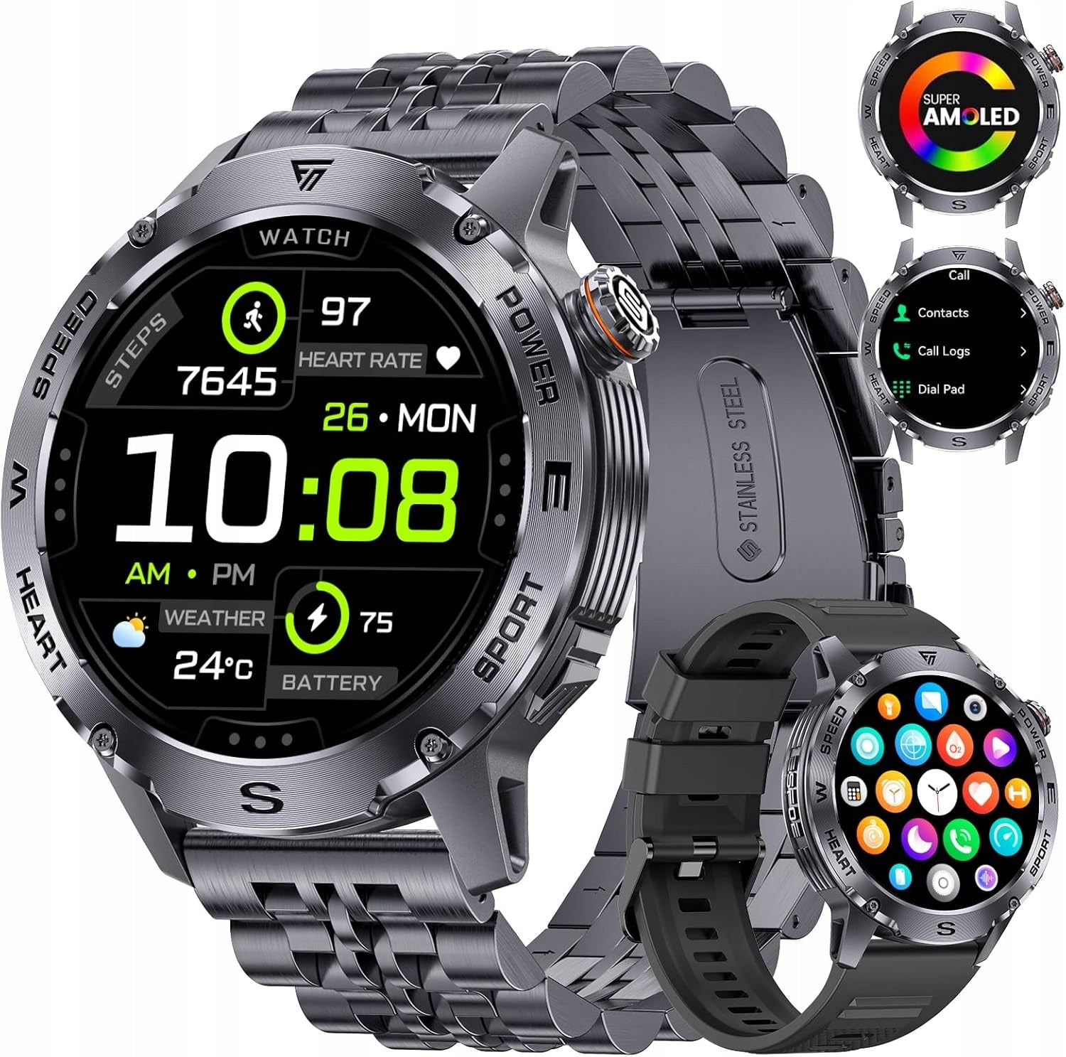 LIGE Men's Smartwatch with Phone Function, 1.43 Inch Smartwatch AMOLED