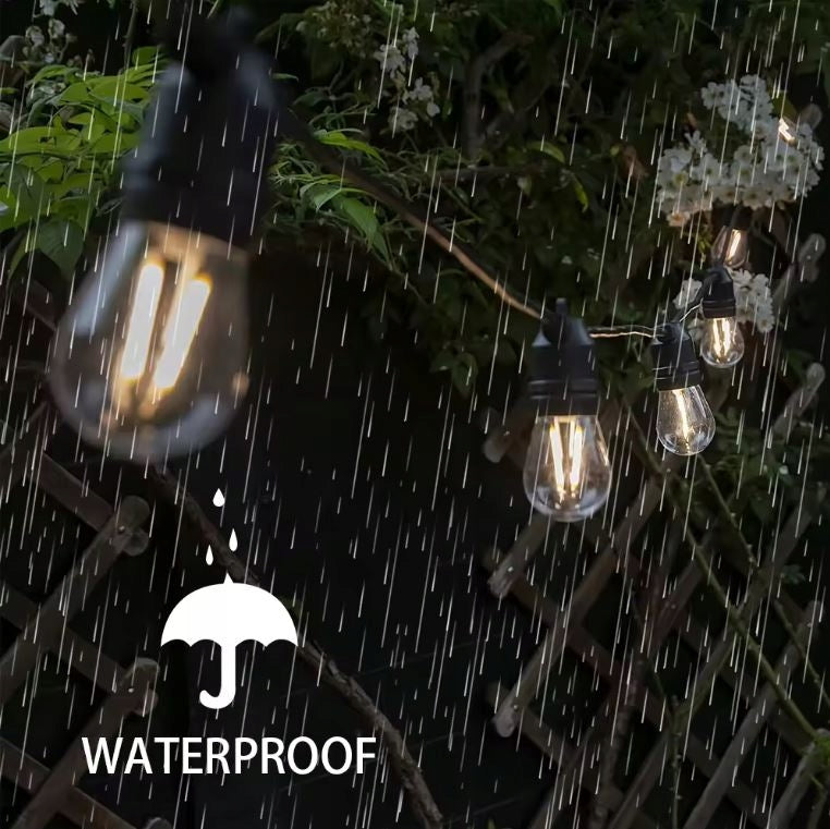 LIGHT GARDEN GARLAND 10m + 10x LED E27 BULBS - WATERPROOF IP65 Packaging status original