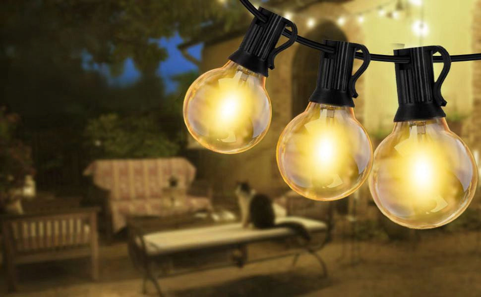 LIGHT GARLAND GARDEN Balls 15m 50 Bulbs Outdoor Garden Lights Batteries included no