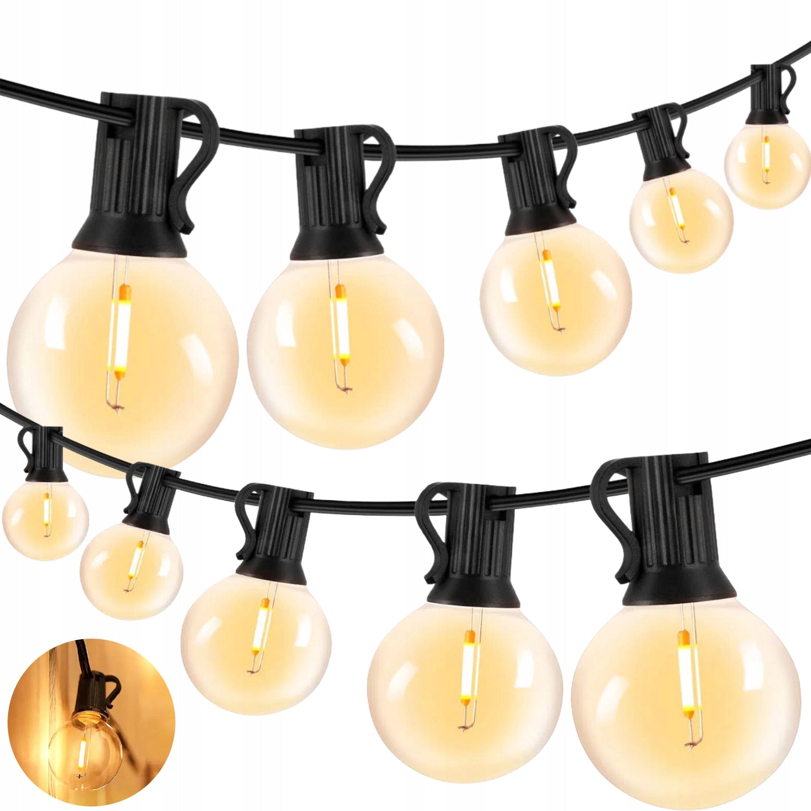 LIGHT GARLAND GARDEN Balls 15m 50 Bulbs Outdoor Garden Lights