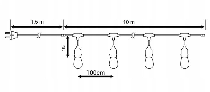 LIGHT GARLAND Garden Lights for Garden 10m METERS 10 LED Manufacturer code Girlanda ogrodowa 10m - 2024