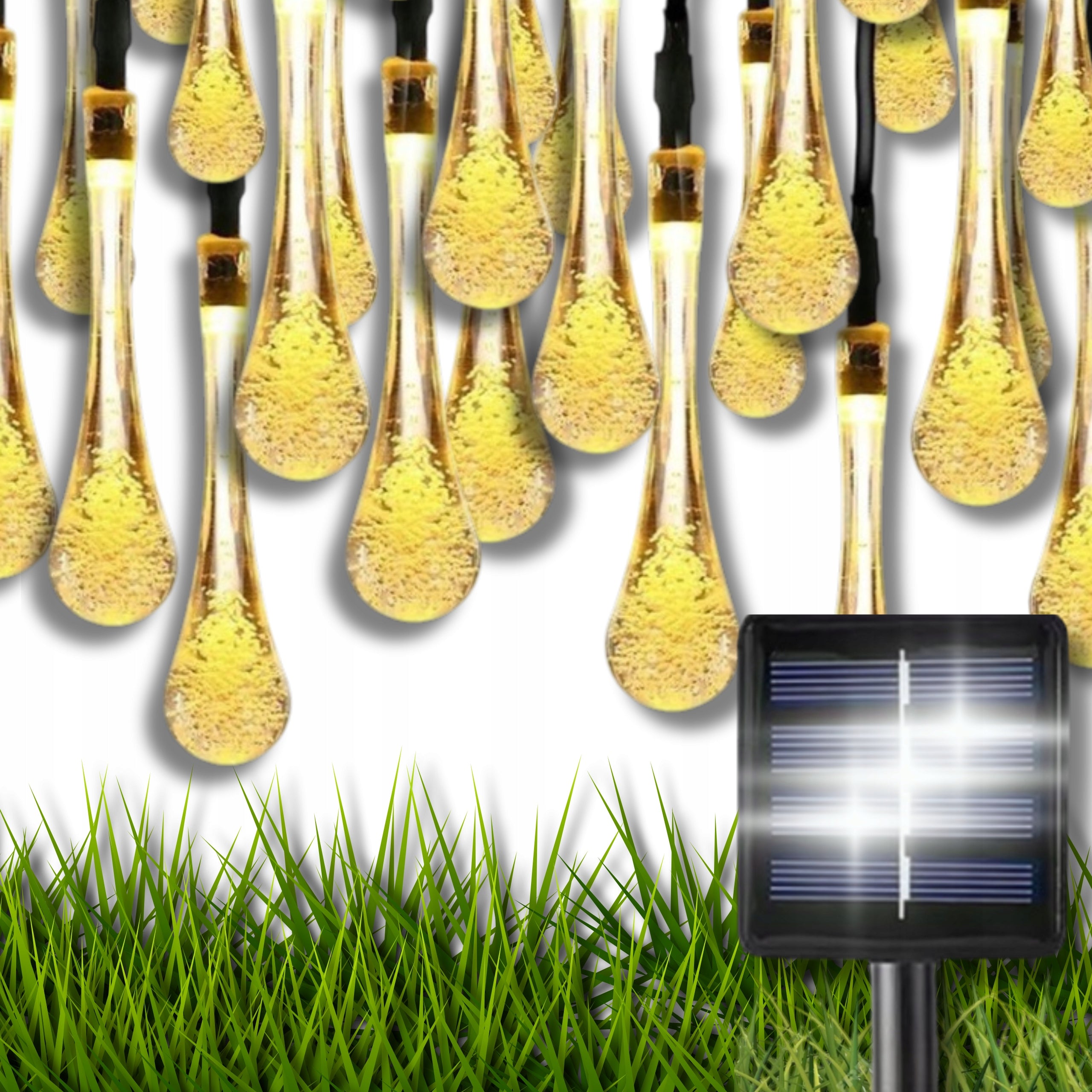 LIGHT GARLAND SOLAR LIGHTS 40 LED CHAIN ICICLES ORNAMENT BALCONY CORD 6m
