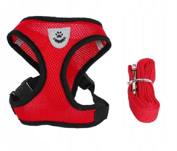 LIGHT RED HARNESS FOR SMALL CAT DOG + LEASH 120CM SIZE M EAN (GTIN) 5906792154028