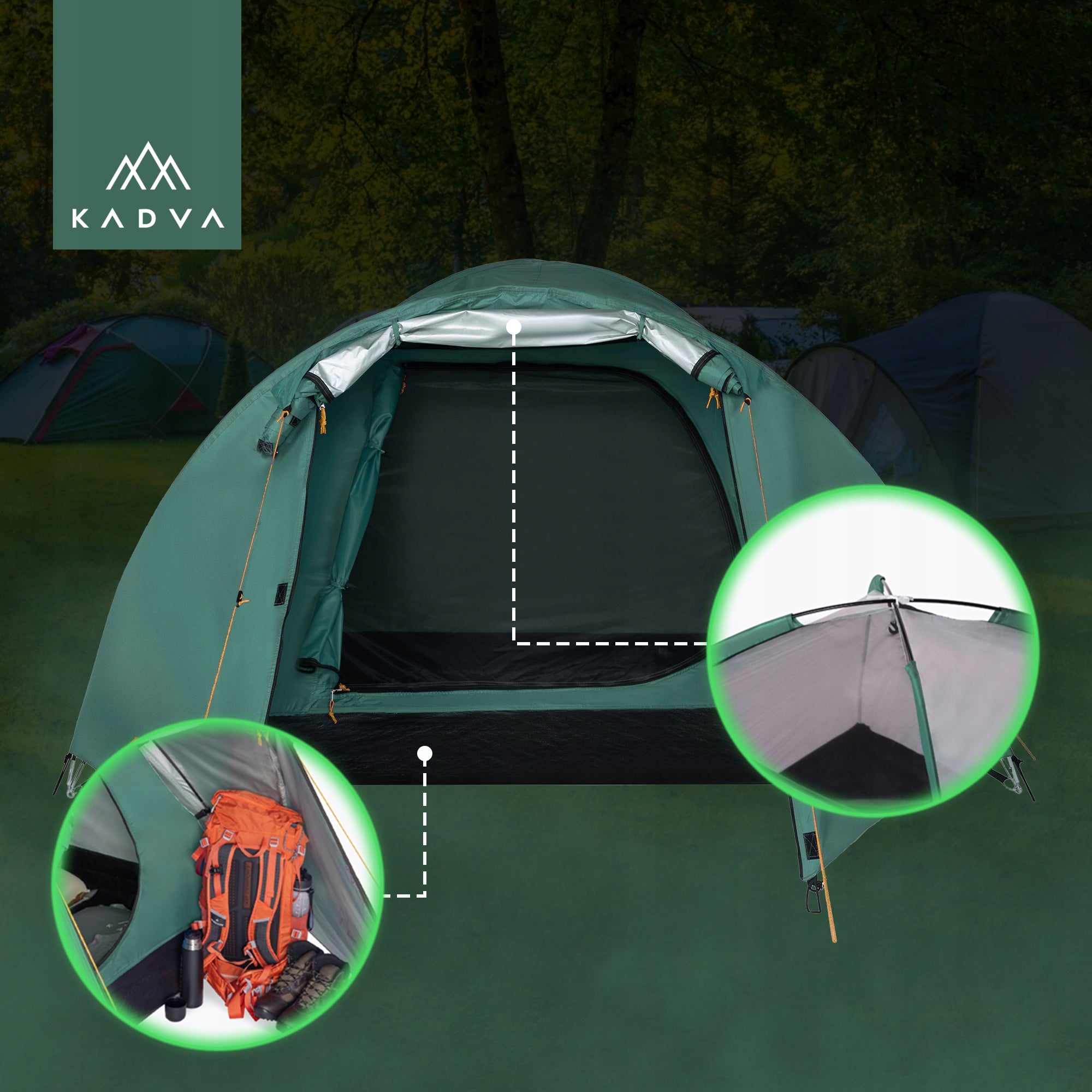 LIGHTWEIGHT 4 SEATER CAMPING TENT KADVA CAMPdome HIKING WATERPROOF Model CAMPdome 4
