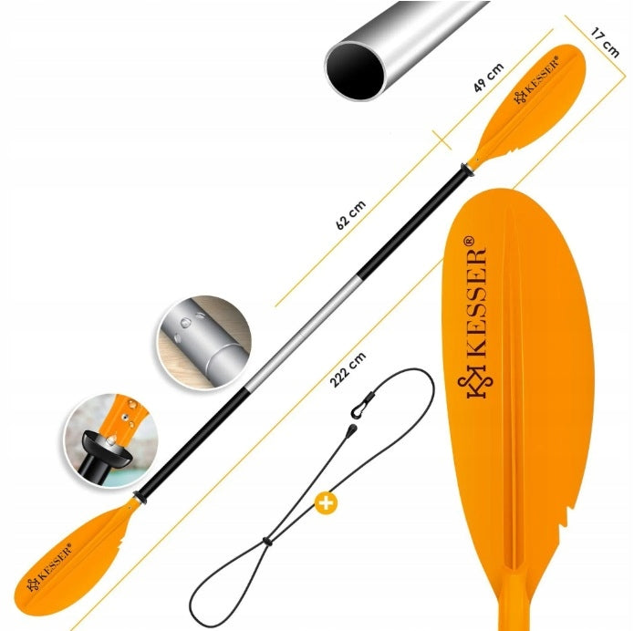 LIGHTWEIGHT ALUMINUM KAYAK PADDLES DOUBLE KAYAK PADDLE FOLDING 228cm