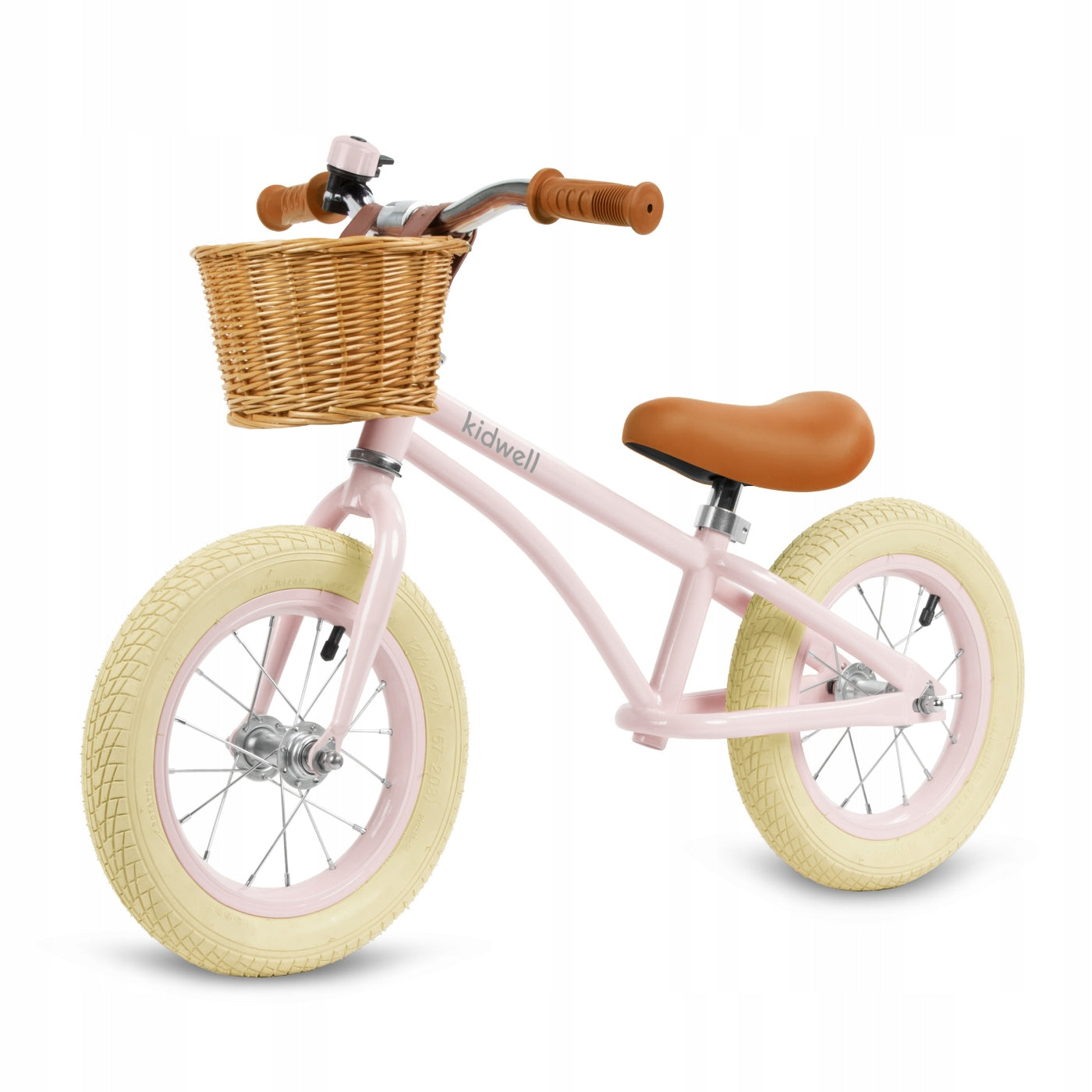 LIGHTWEIGHT BALANCE BIKE KIDWELL CLASSY PUMPED WHEELS 12" WITH BASKET RIDER
