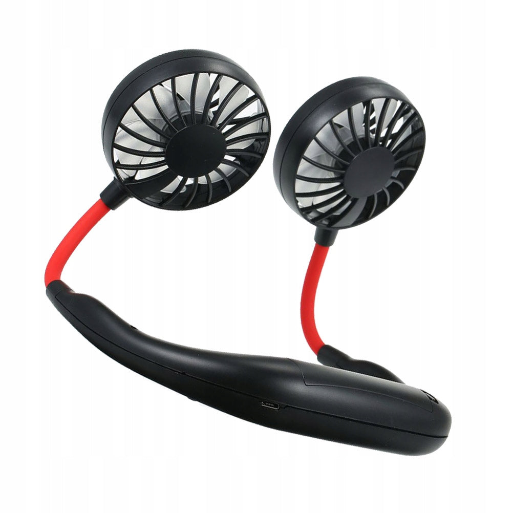 LIGHTWEIGHT BLACK PORTABLE NECK FAN WITH USB CHARGING