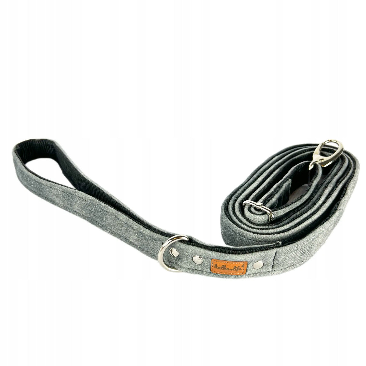 LIGHTWEIGHT COLLAR AND LEASH FOR BIG DOG, LEASH AND COLLAR SET - GREY, L Packaging status original