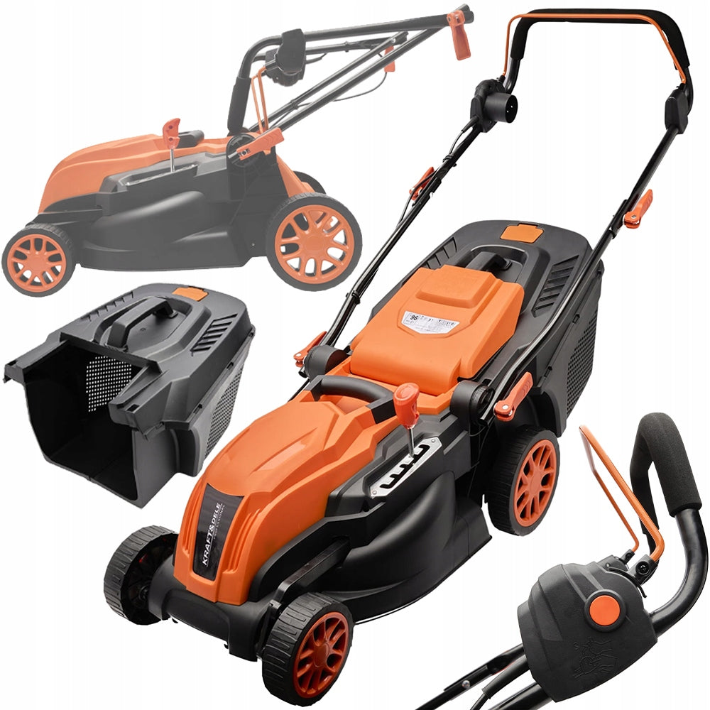 LIGHTWEIGHT ELECTRIC LAWN MOWER 380mm 2600W BASKET 45L ADJUSTABLE