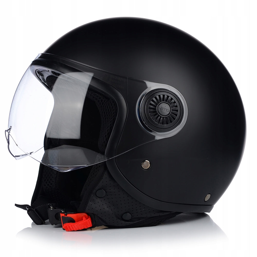LIGHTWEIGHT OPEN FACE MOTORCYCLE HELMET | VITO LORETO | MATTE BLACK SCOOTER CHOPPER Manufacturer's catalog number 1204M