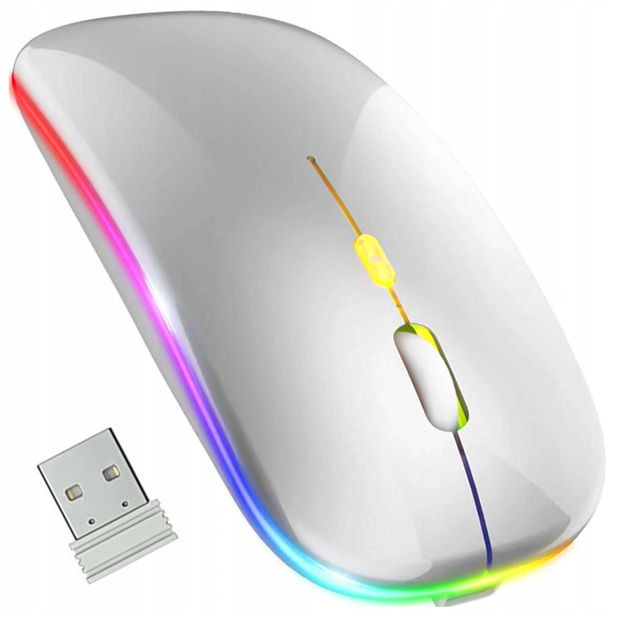 LIGHTWEIGHT QUIET MOUSE WIRELESS LED RGB MOUSE FOR LAPTOP COMPUTER SILVER
