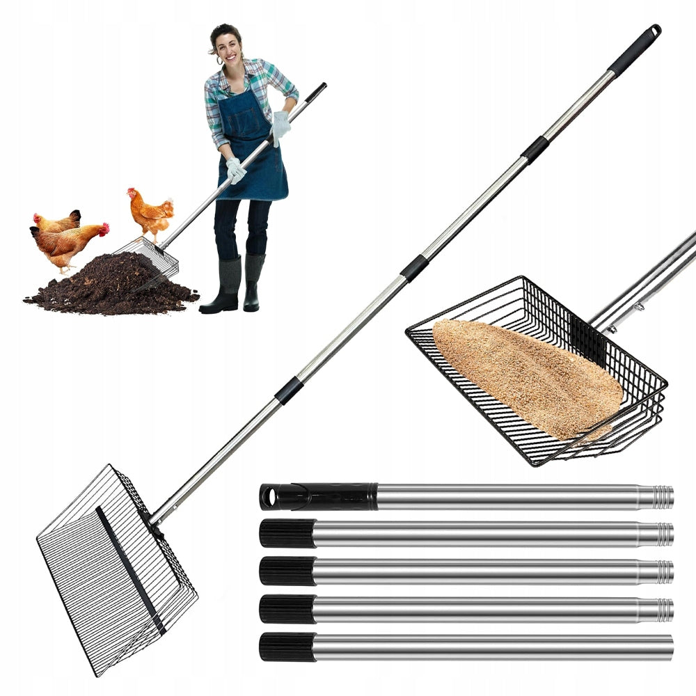 LIGHTWEIGHT SHOVEL FOR CHICKEN COOP ADJUSTABLE NON-STICK 91-190CM
