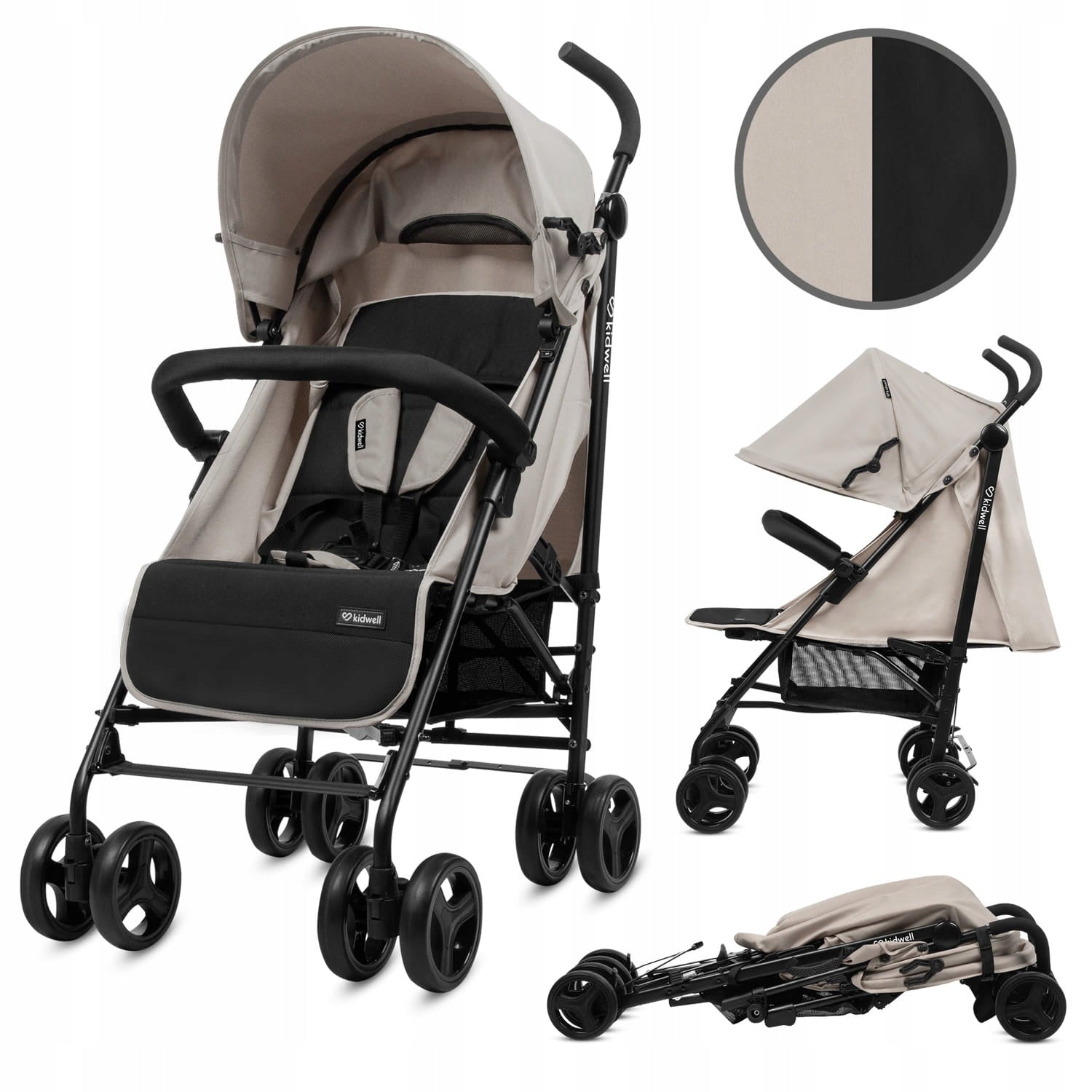 LIGHTWEIGHT STROLLER UMBRELLA KIDWELL QUGAR BEIGE AND BLACK