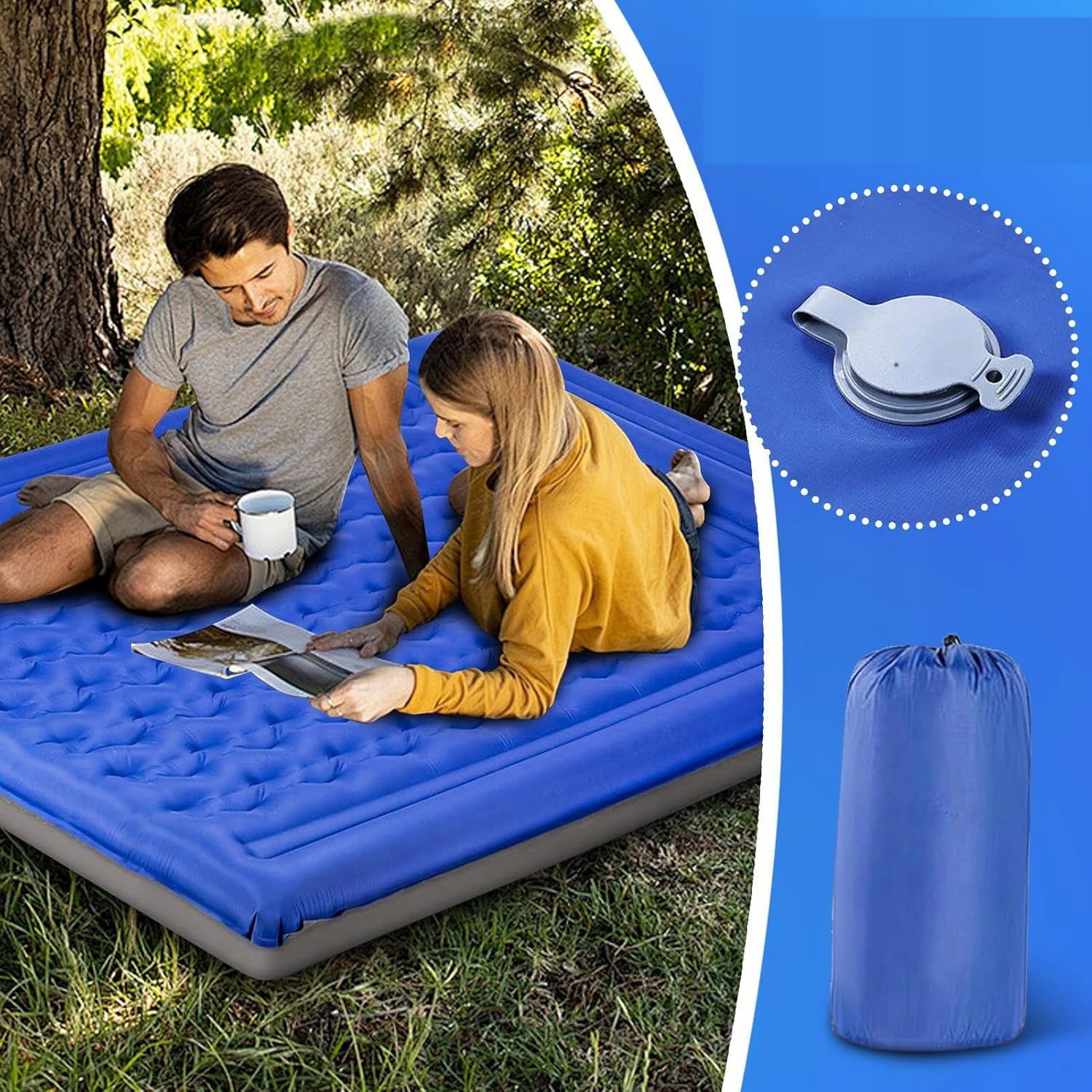 LIGHTWEIGHT TOURIST INFLATABLE MATTRESS BUILT-IN PUMP ROLL-UP MAT 200*140CM Brand no brand