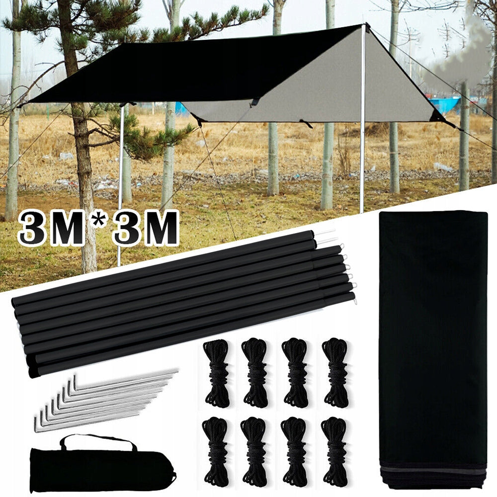 LIGHTWEIGHT WATERPROOF CAMPING TARP TOURIST UV PROTECTION 3x3M Packaging status original