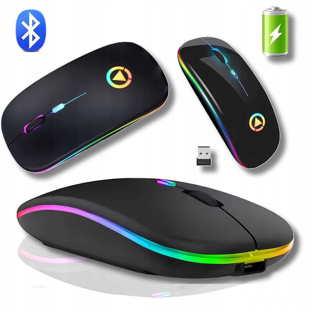 LIGHTWEIGHT WIRELESS LAPTOP MOUSE BACKLIT RGB FOR SCHOOL WORK QUIET