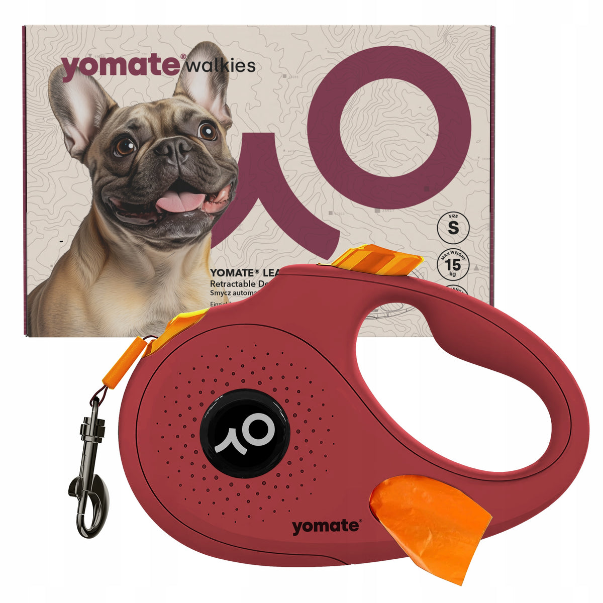 LIGHTWEIGHT WOMEN'S RED AUTOMATIC LEASH FOR MEDIUM DOG / ROLL-UP TAPE