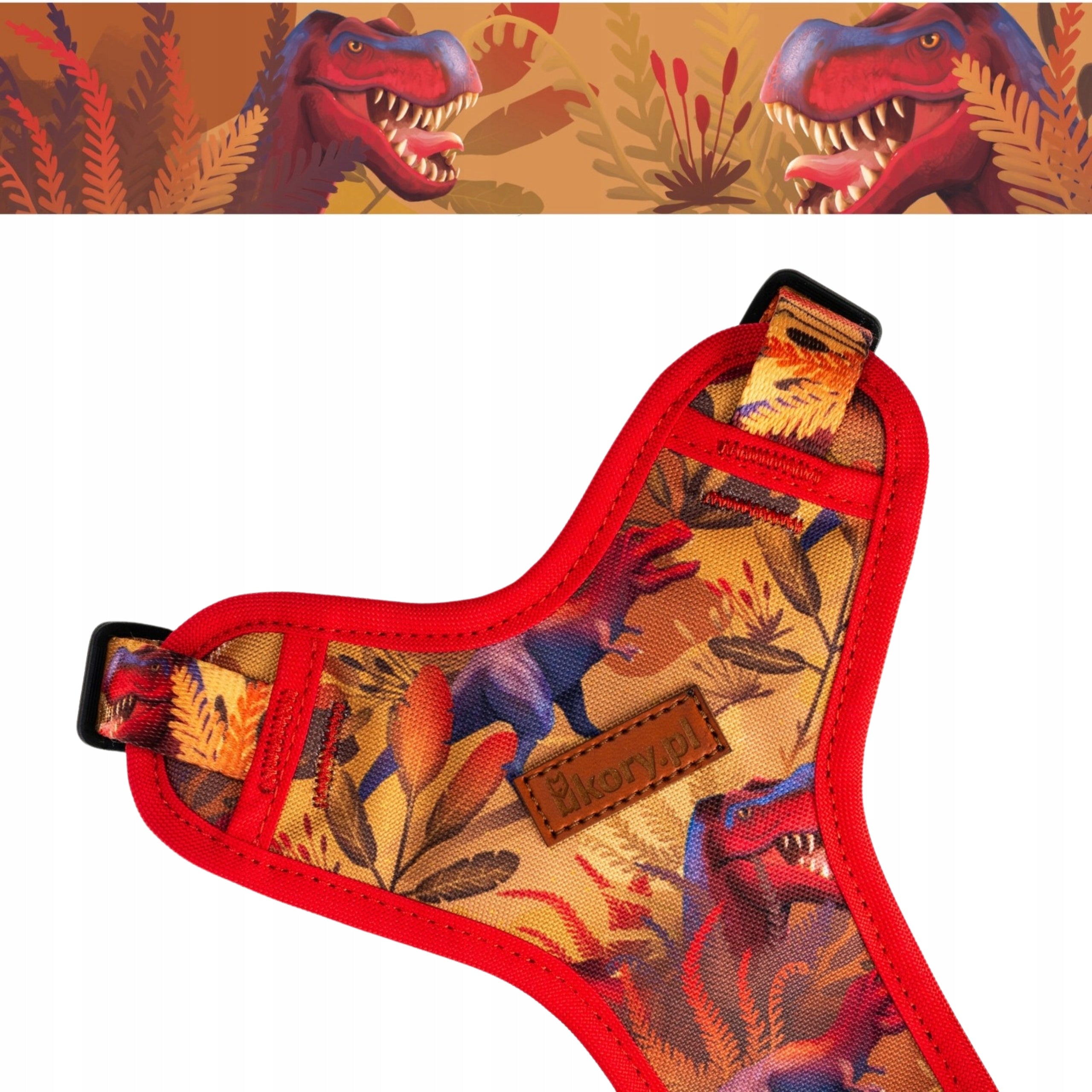 LIGHTWEIGHT pressure-free harness for big dog L 30 mm Ukory ORANGE dino Color multicolor