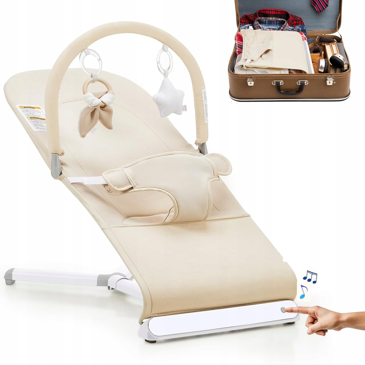 LILIAN&GEMA BABY ROCKER WITH MUSIC AND TOYS ADJUSTABLE 3IN1