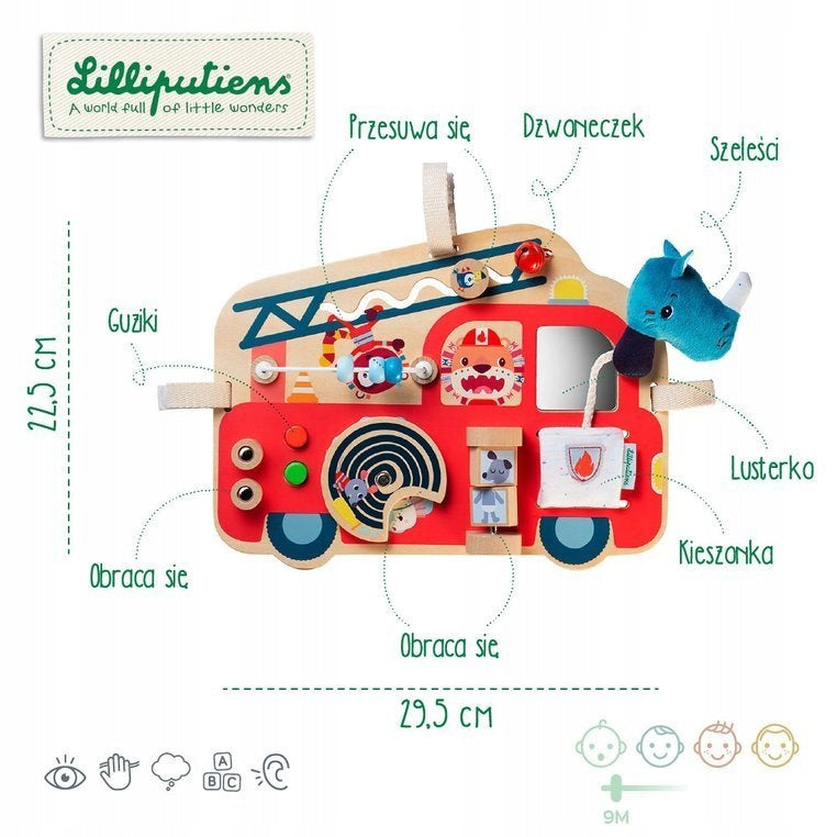 Medinė veiklos lenta Ugniagesių automobilis Lilliputiens