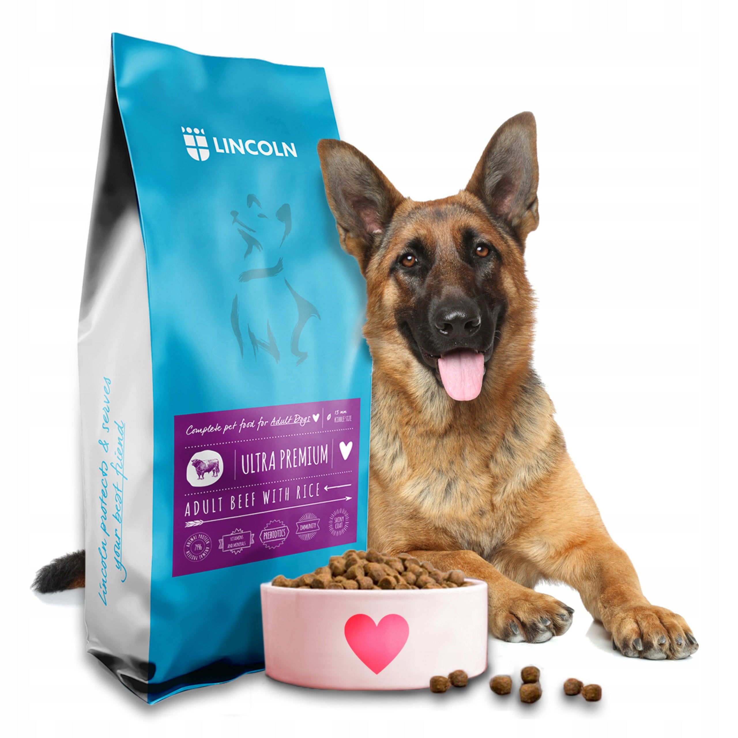 LINCOLN BEEF 12KG DRY FOOD SHEEPDOG LAMBRADOR HUSKY BEAGLE AMSTAFF