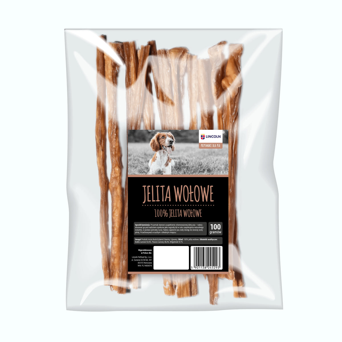 LINCOLN BEEF INTESTINES FOR DOGS 100 G Packaging status original
