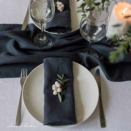 LINEN NAPKINS BLACK FOR TABLE HYGGE 100% LINEN 32X32 4 PIECES FOR HOME Manufacturer code SWC5908151343555