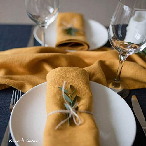 LINEN NAPKINS MATERIAL MUSTARD FOR TABLE ELEGANT 4 PCS Manufacturer code Bez marki