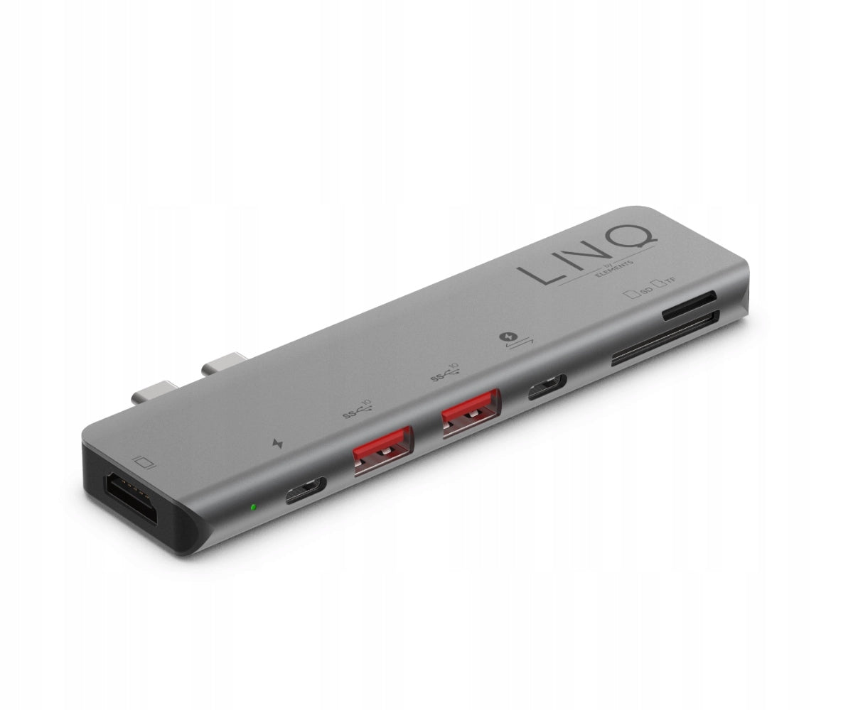 LINQ byELEMENTS Pro Hub - 2x USB-C, 4K HDMI, USB, SD, microSD, 100W PD Manufacturer code LQ48012