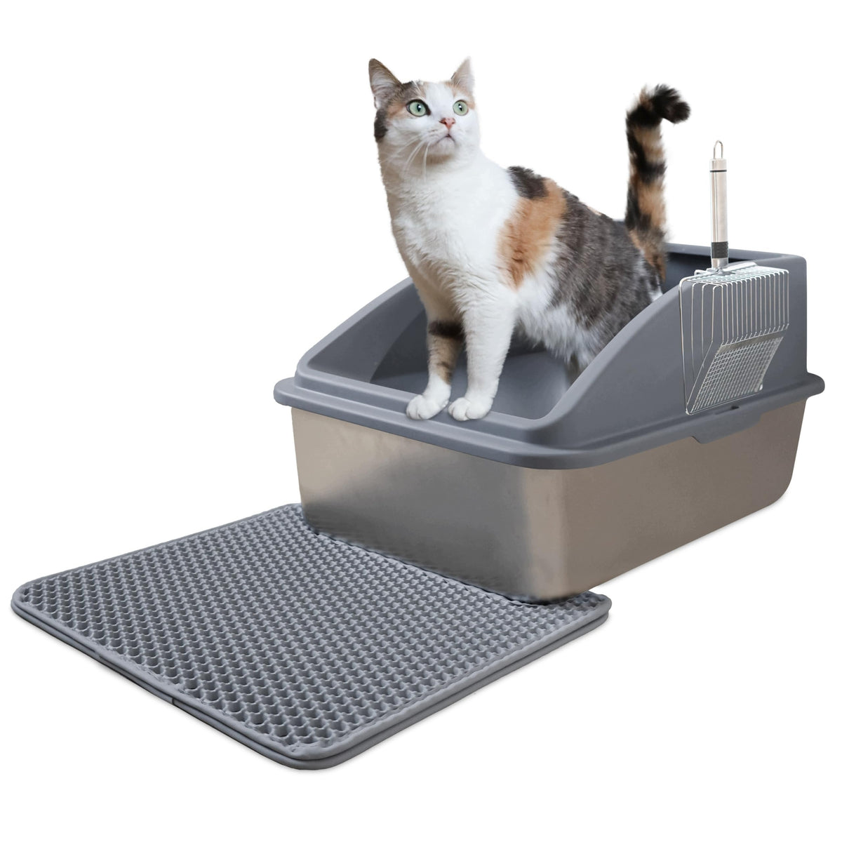 LINUMA STAINLESS STEEL CAT LITTER BOX HYGIENIC WITHOUT SMELL EASY TO