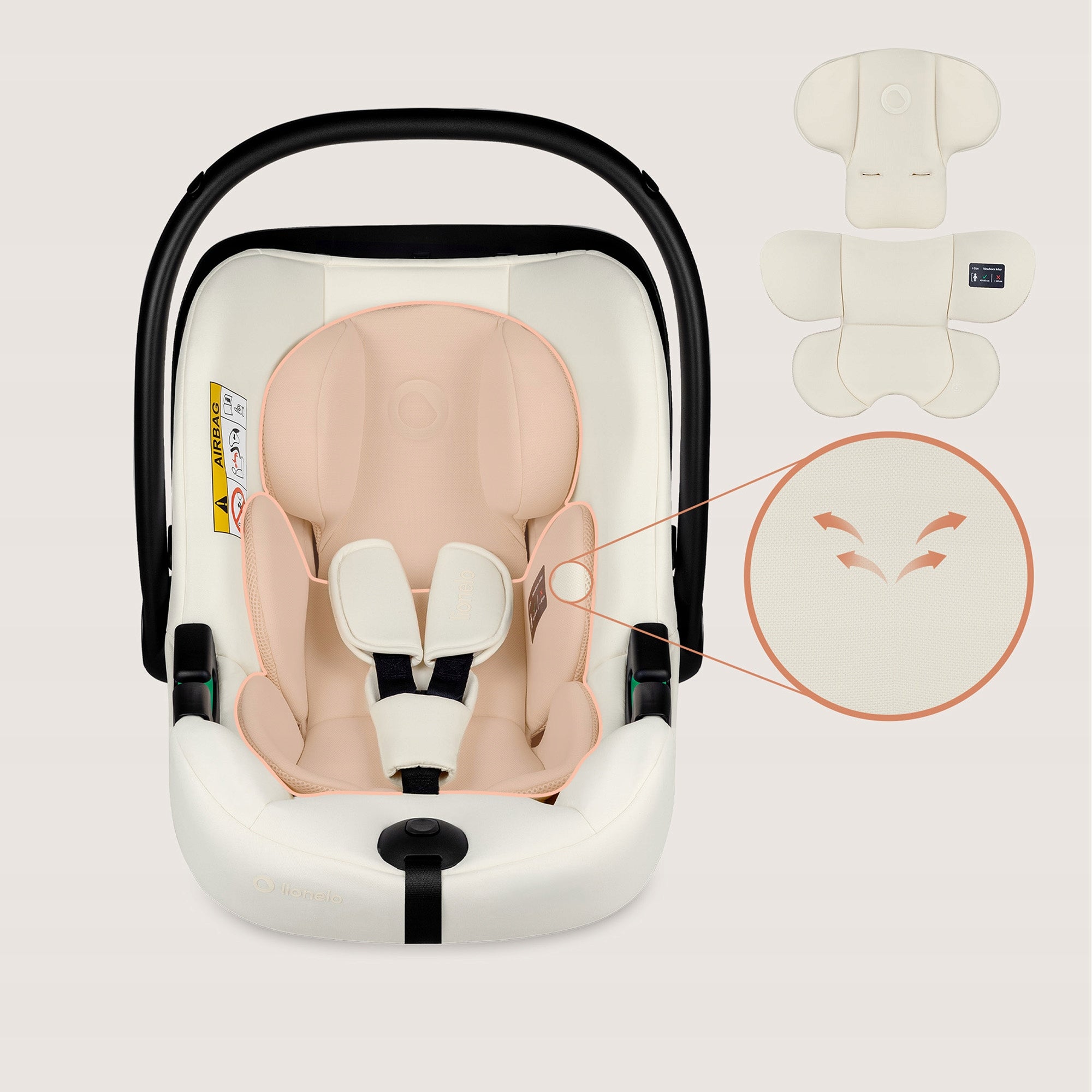 LIONELO Car seat with ISOFIX base set ASTRID 0-13 i-Size Cream Manufacturer code LO-ASTRID I-SIZE SET BEIGE CREAM