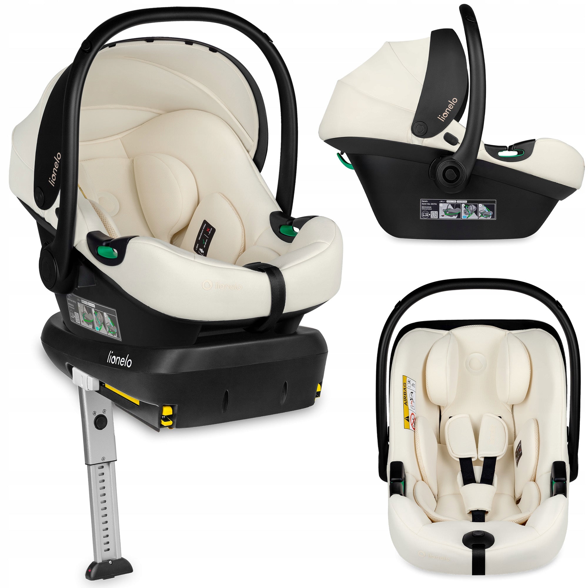 LIONELO Car seat with ISOFIX base set ASTRID 0-13 i-Size Cream