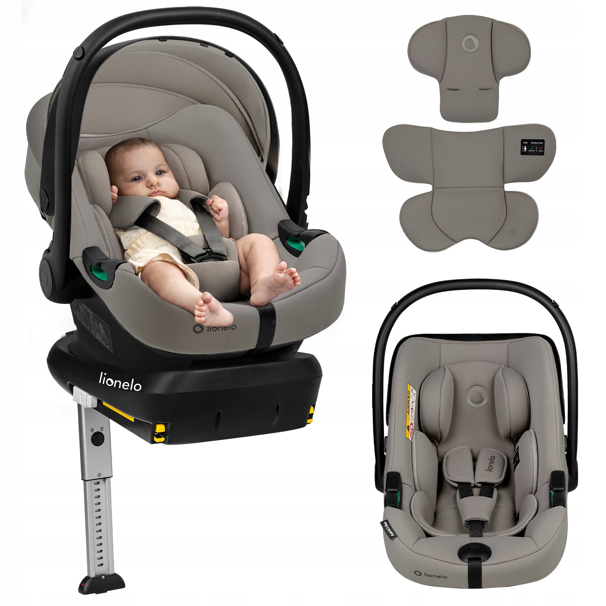 LIONELO Car seat with ISOFIX base set ASTRID 0-13 i-Size Taupe