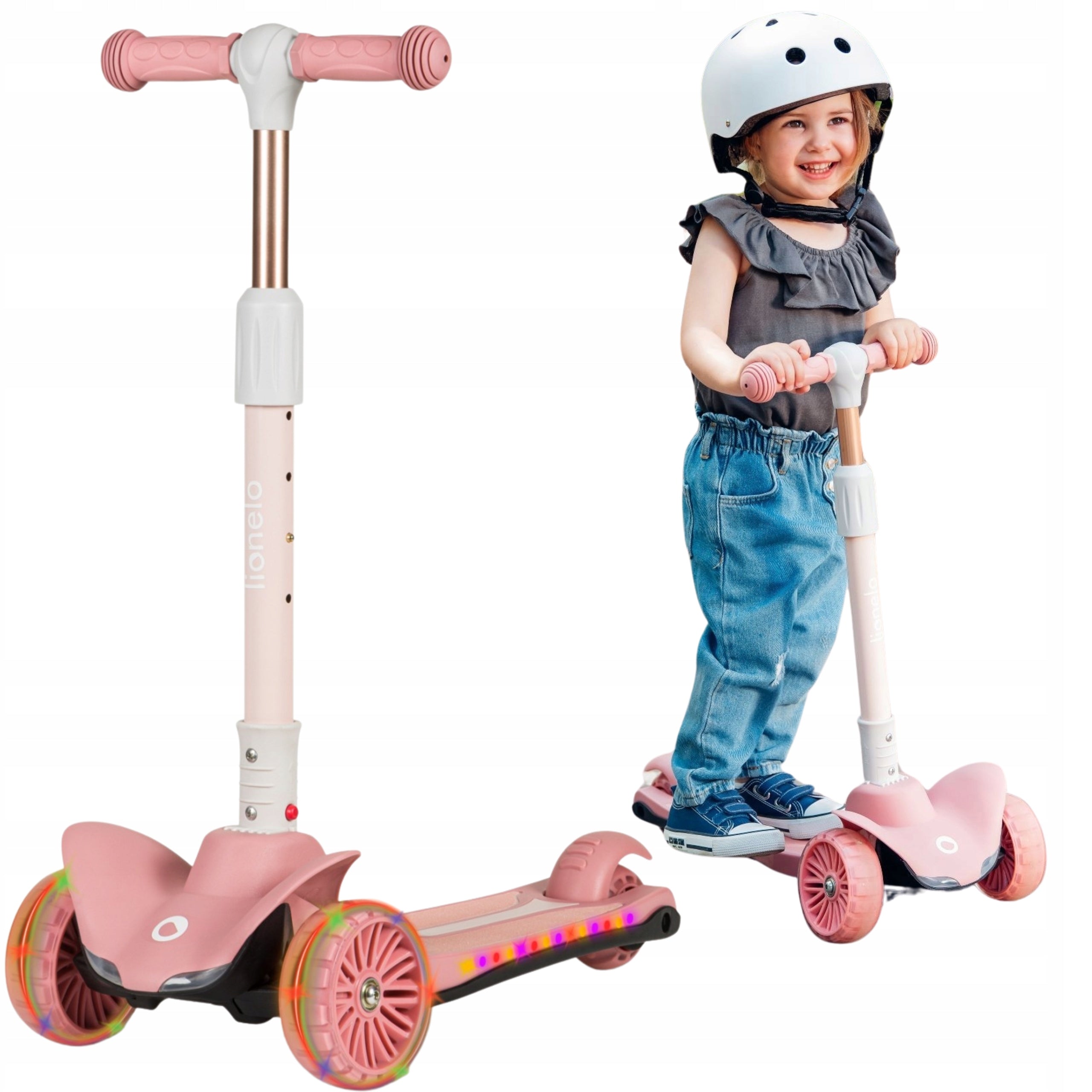 LIONELO TIMMY BALANCE SCOOTER TRICYCLE GLOWING PLATFORM LED PINK 50kg Wheels plastic