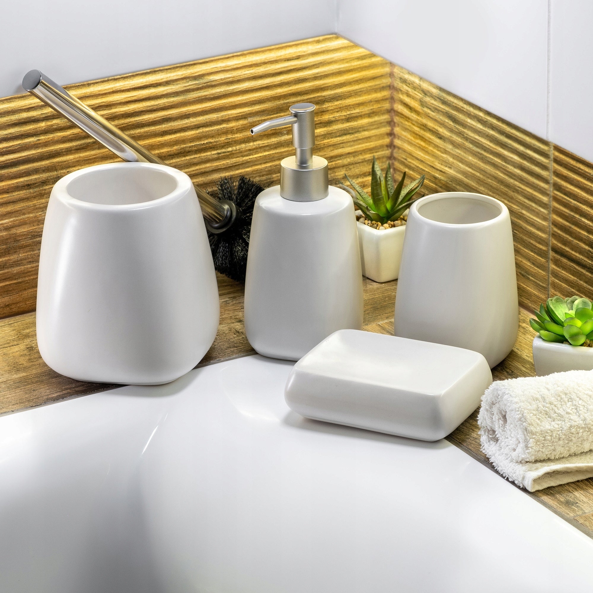 LIQUID SOAP DISPENSER LIQUID CONTAINER 400ML WHITE CERAMIC Capacity 400 ml