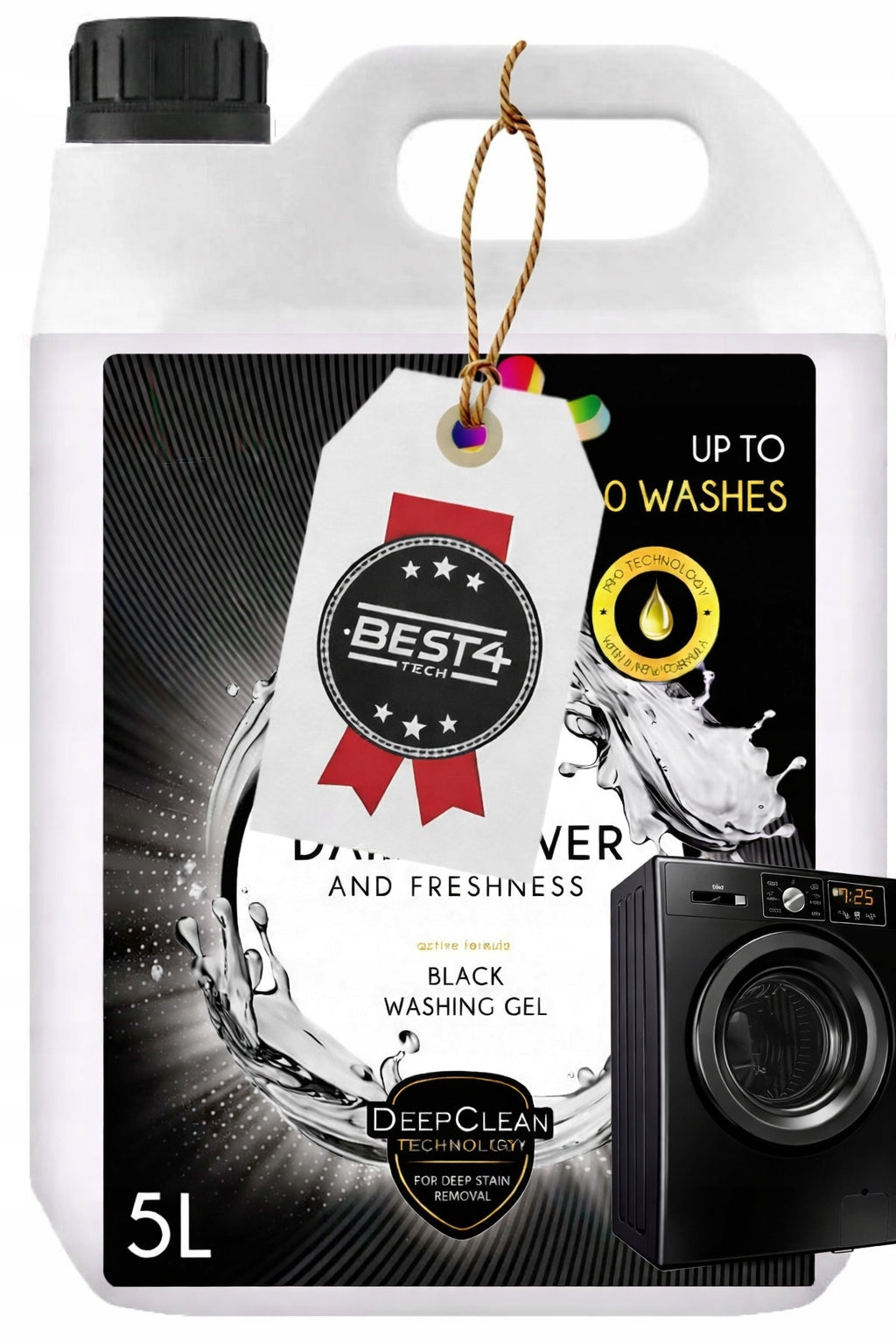 LIQUID UNIVERSAL WASHING GEL FOR BLACK 5L 150 WASHES BEST4TECH PLUS