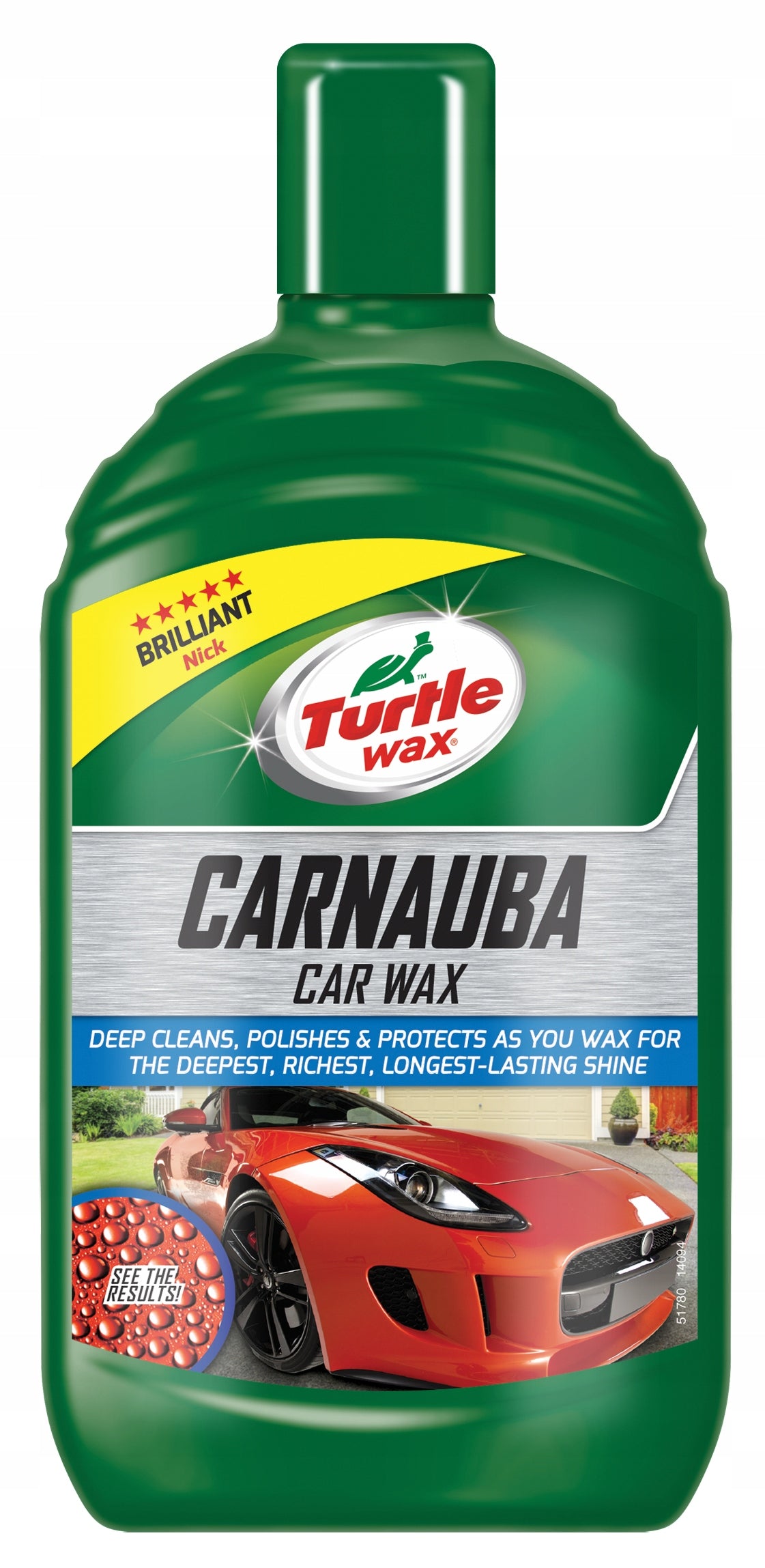 LIQUID WAX 500ML CARNAUBA WAX / TURTLE WAX GREEN LINE