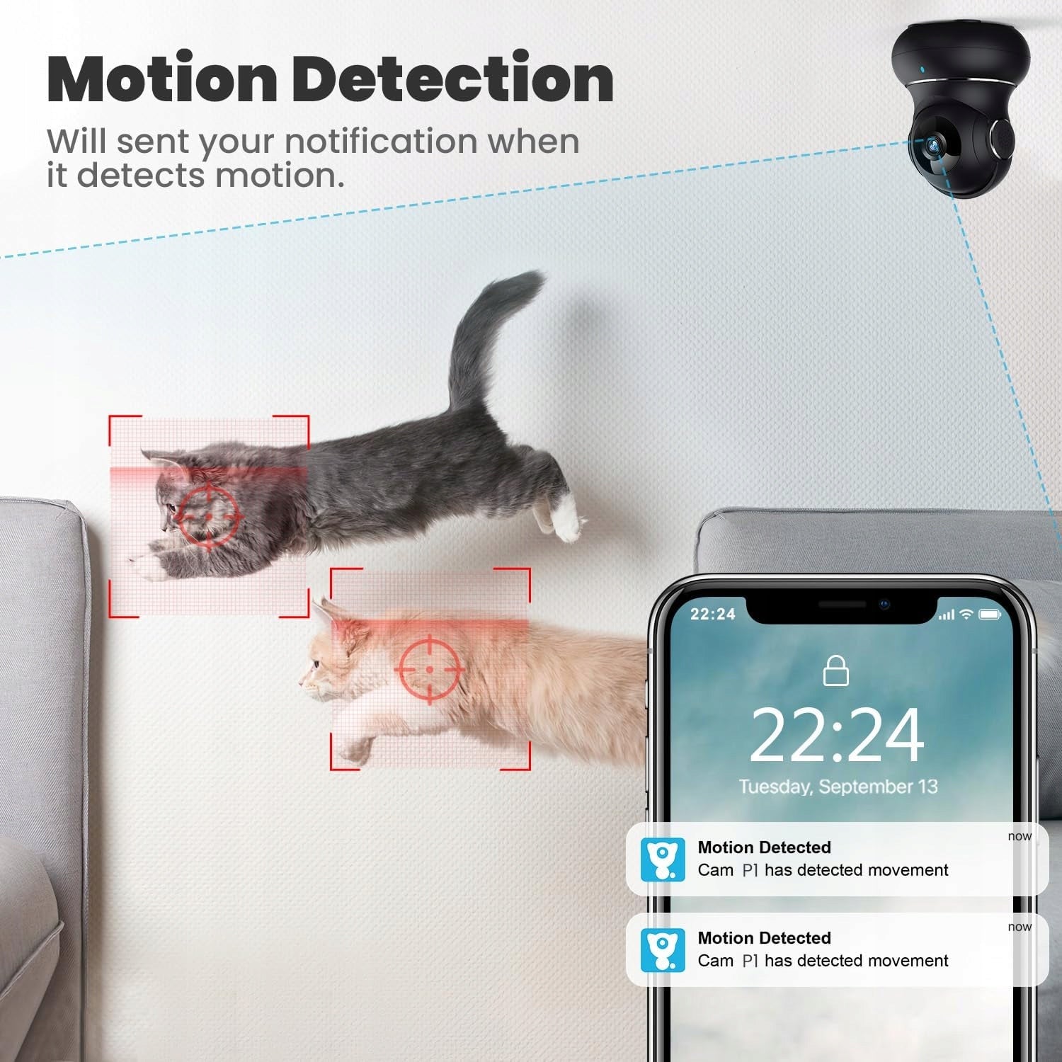 LITOKAM 2K Babyphone Camera with Motion Detection 360° Camera with App Packaging status original